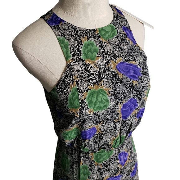 Revolve Line & Dot Dark Floral Crepe High Slit Maximalist Maxi Event Date Dress - Picture 4 of 13